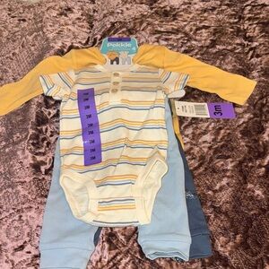 Pekkle Yellow and Blue Striped Baby Bodysuit